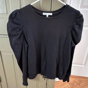 EUC womens Rebecca Minkoff Janine puff sleeve shoulder Sweatshirt, Black, Large